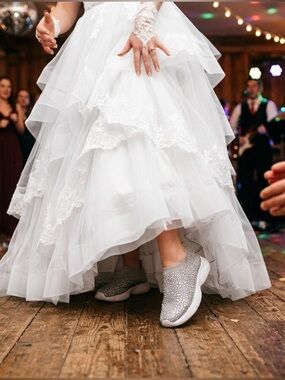 Lauren Lorraine "Carry" Rhinestone Slip-On Sneakers - Wedding & Prom - Size 7.5